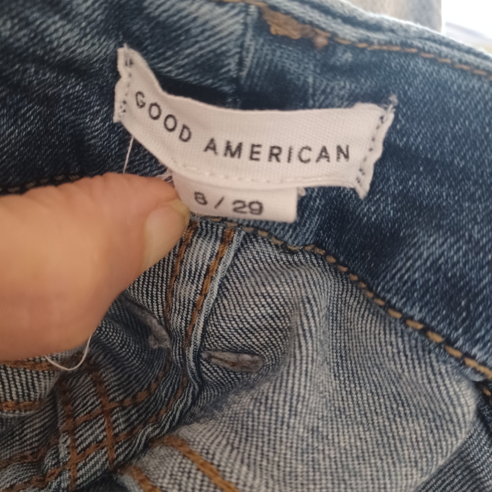 Good American 98%organic Cotton  High Waist Raw Hem  Skinny Jeans - Size 8 - Picture 2 of 8